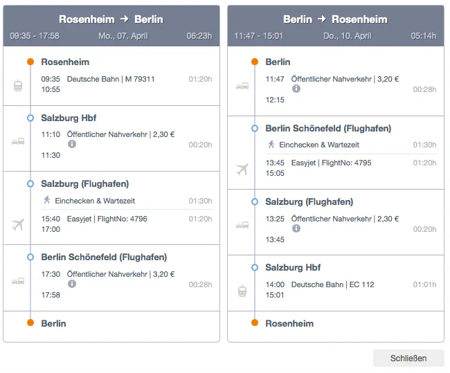 GoEuro Suche