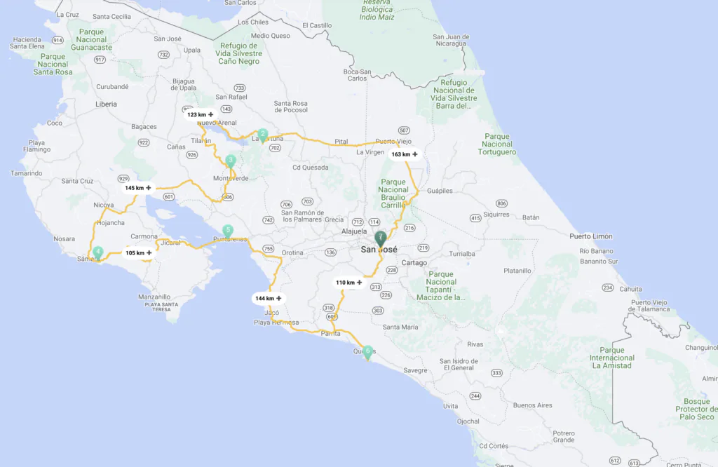 Reiseroute Costa Rica mit Kindern